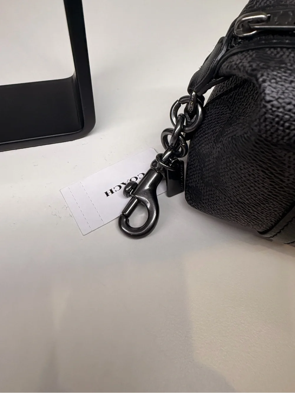 Coach Black Signature Small Key chain/bag charm new